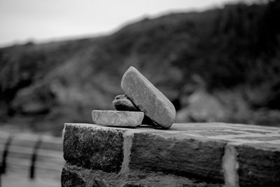 Close-up of stack of rock