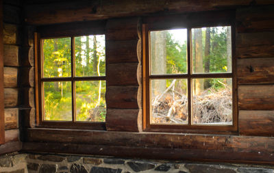 Close-up of window in abandoned building