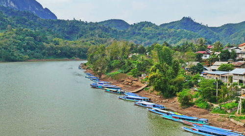 Scenic view of bay against sky