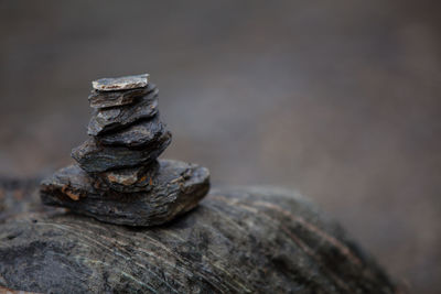 Close-up of stack of stones