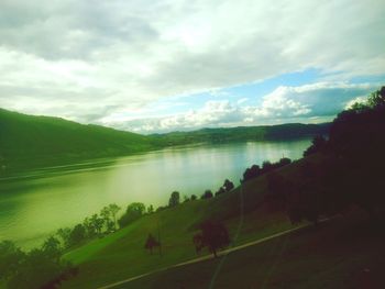 Scenic view of lake against sky