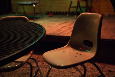 Close-up of empty chair