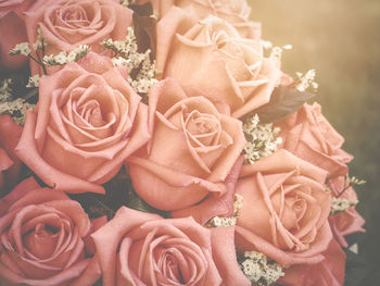 High angle view of rose bouquet