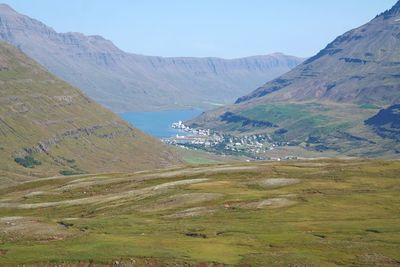 Scenic view of mountains against sky