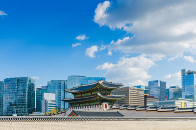 Low angle view of buildings against sky