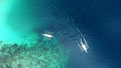 High angle view of swimming pool in sea