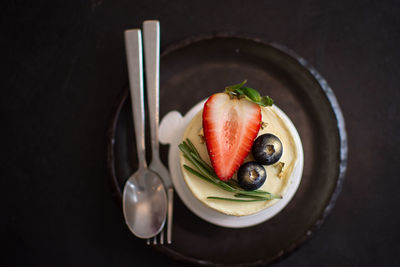 Directly above shot of salad in plate on table