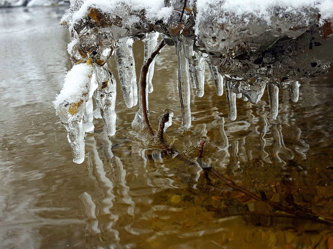 CLOSE-UP OF FROZEN ICE