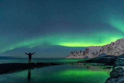 Scenic view of star field against sky at night
