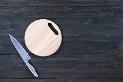 High angle view of bread on cutting board