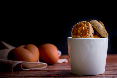 Close-up of breakfast on table