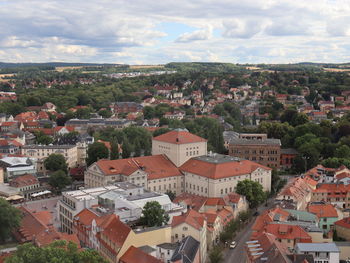 High angle view of townscape against sky weimar