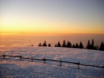 Scenic view of winter landscape during sunset