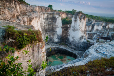 Scenic view of waterfall