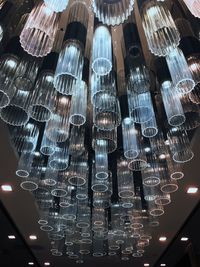 Low angle view of illuminated chandelier