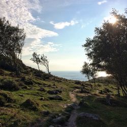 Scenic view of landscape against cloudy sky