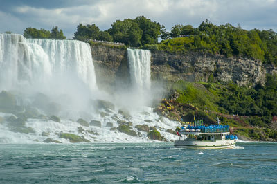 Scenic view of waterfall