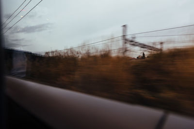 Blurred motion of train against sky