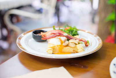 Close-up of food served in plate