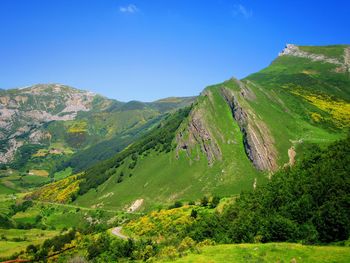 Landscape with mountain range in background