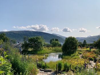 Scenic view of lake against sky