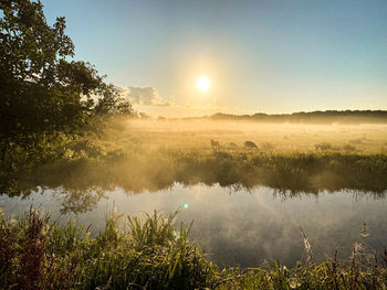 Scenic view of lake against sky