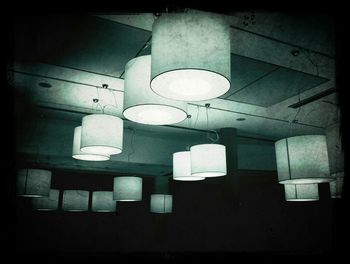 Illuminated electric lamp on ceiling