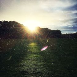 Scenic view of field against sky during sunset