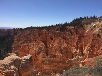 Rock formations on landscape against sky