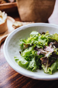 Close-up of salad in plate on table