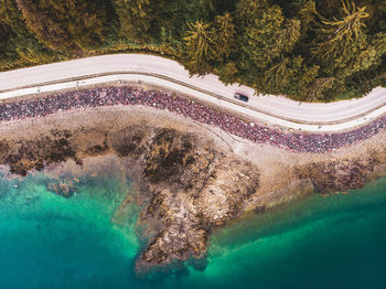 High angle view of swimming pool in sea