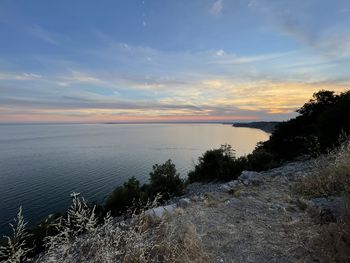 Scenic view of sea against sky during sunset