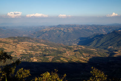 View of the beautiful sky and mountains in the evening at phu ruea peak,loei province,thailand 