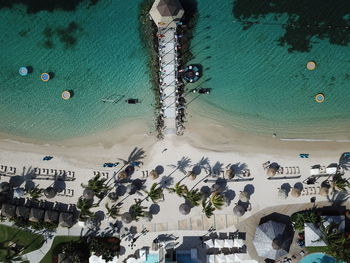 High angle view of people at swimming pool