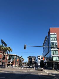City street against clear blue sky