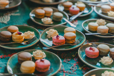 High angle view of cake on table