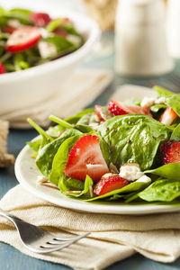 Close-up of food in plate on table