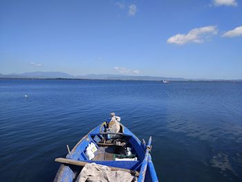 Scenic view of sea against blue sky