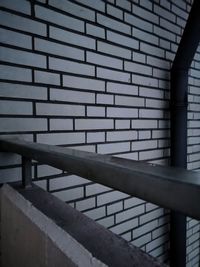 Close-up of railing against wall