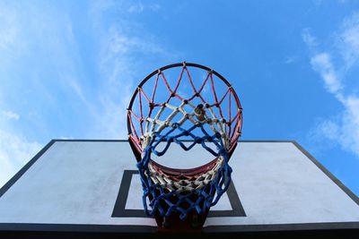 Low angle view of basketball hoop against sky