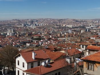 High angle view of townscape against sky, city, ancient architecture. ottoman 