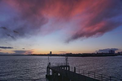 Scenic view of sea against dramatic sky