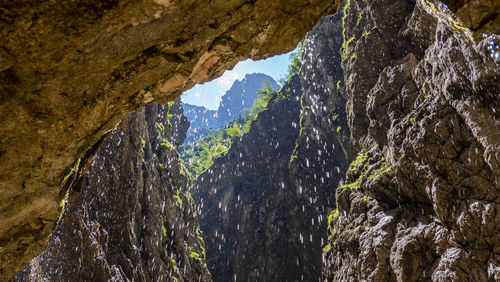 Low angle view of rock formation