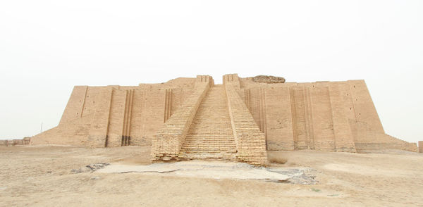 Low angle view of fort against clear sky