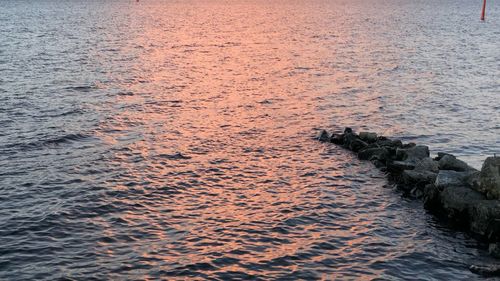 Scenic view of sea during sunset