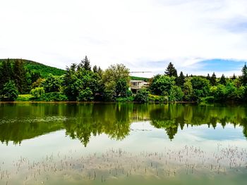 Scenic view of lake against sky