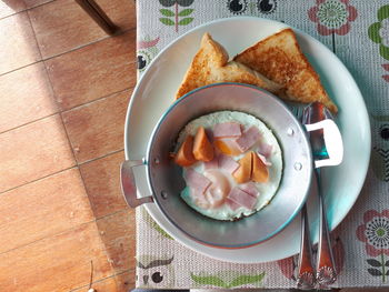 Directly above shot of breakfast in plate