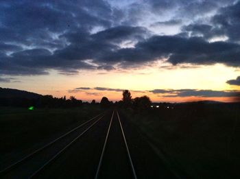 Railroad track at sunset