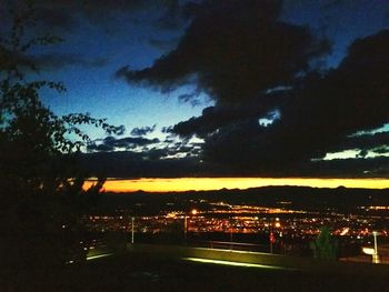 View of illuminated landscape at night