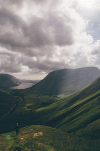 Scenic view of mountains and wastwater lake